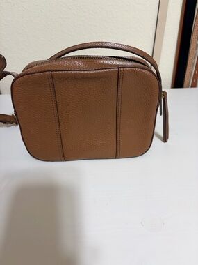 Fossil Tan Leather Crossbody Pouch